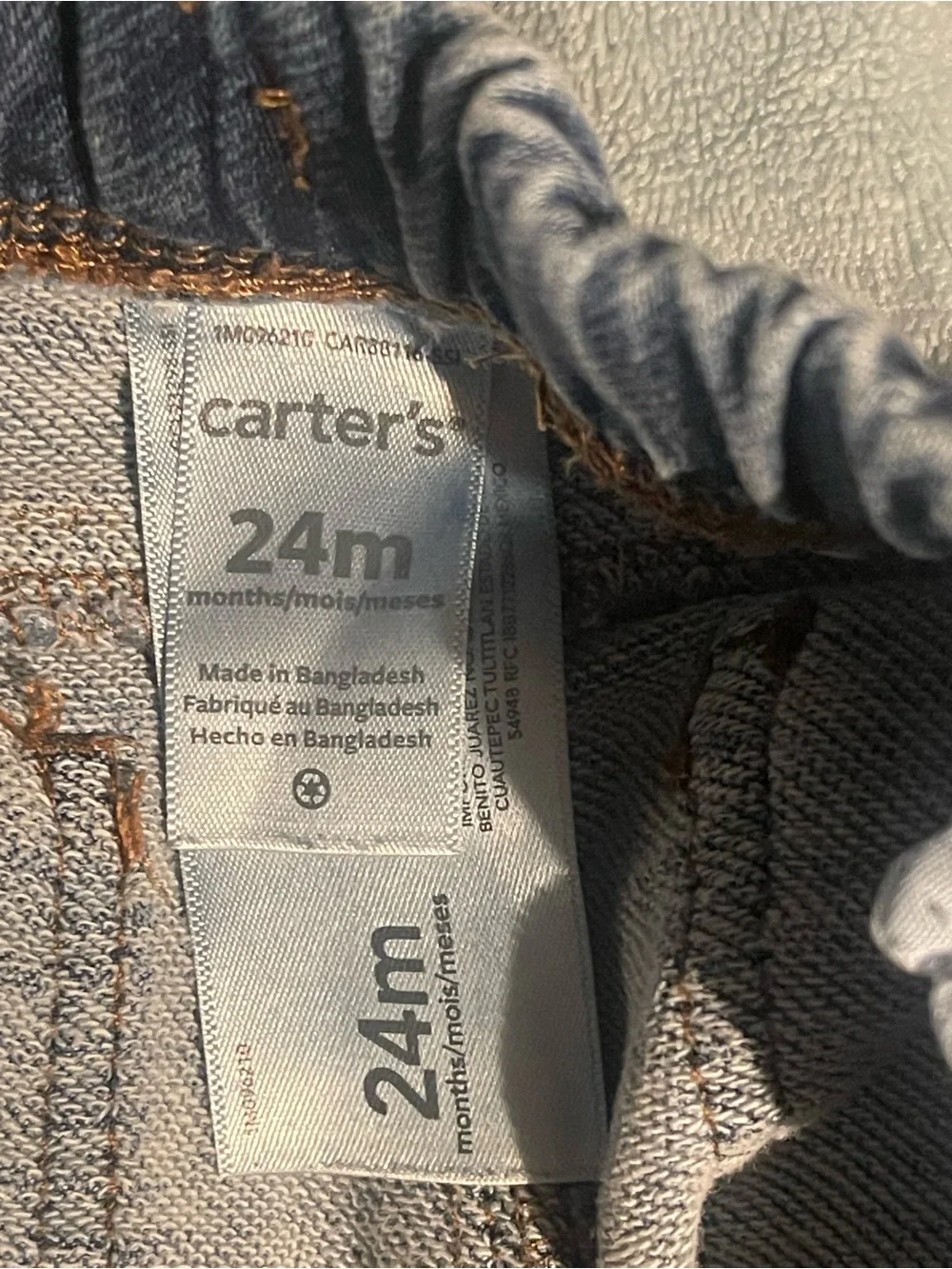 Carter's Kids Dark Blue Elastic Waist Jogger Jeans Size 24m